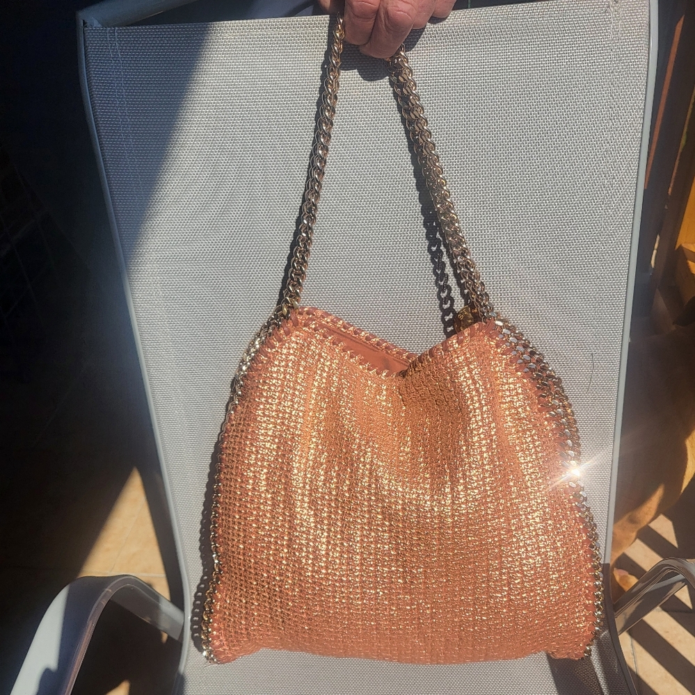 Stylish Stella Mcartney Rose Gold Woven Women's Bag